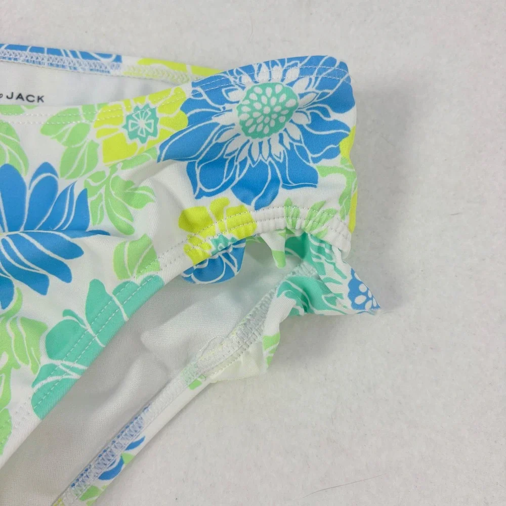 Janie and Jack Swimsuit Kids Size 6‎ Blue Green Excellent Floral Flutter Sleeve